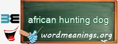 WordMeaning blackboard for african hunting dog